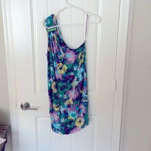 BCBG Maxazria one shoulder vibrant dress